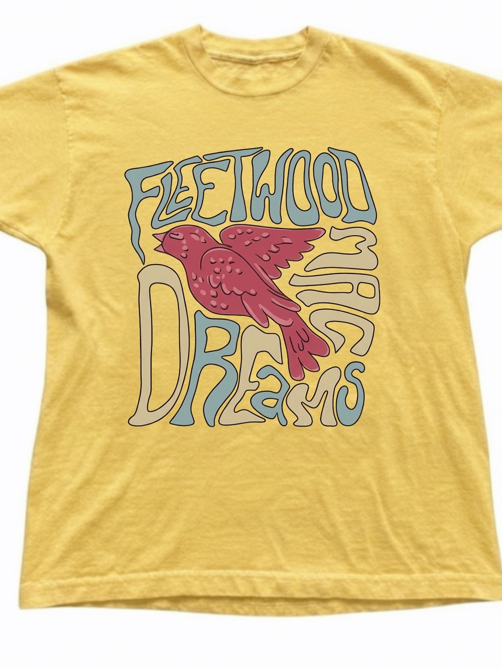 Dreams Bird Graphic Mustard Yellow Heavy Cotton Gildan T-Shirt